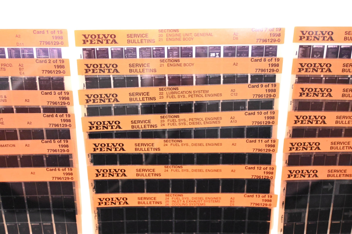 Volvo Penta 7796129-0 1998 Service Bulletin Microfiche Lot of 19 NOS