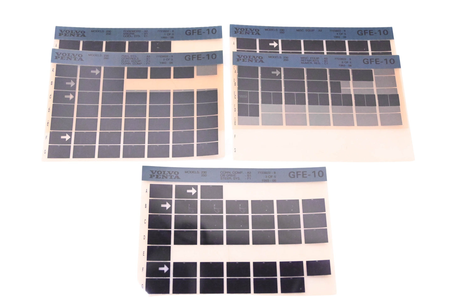 Volvo Penta 7723822-8 1993 Cooling Systems Microfiche Lot of 5 NOS