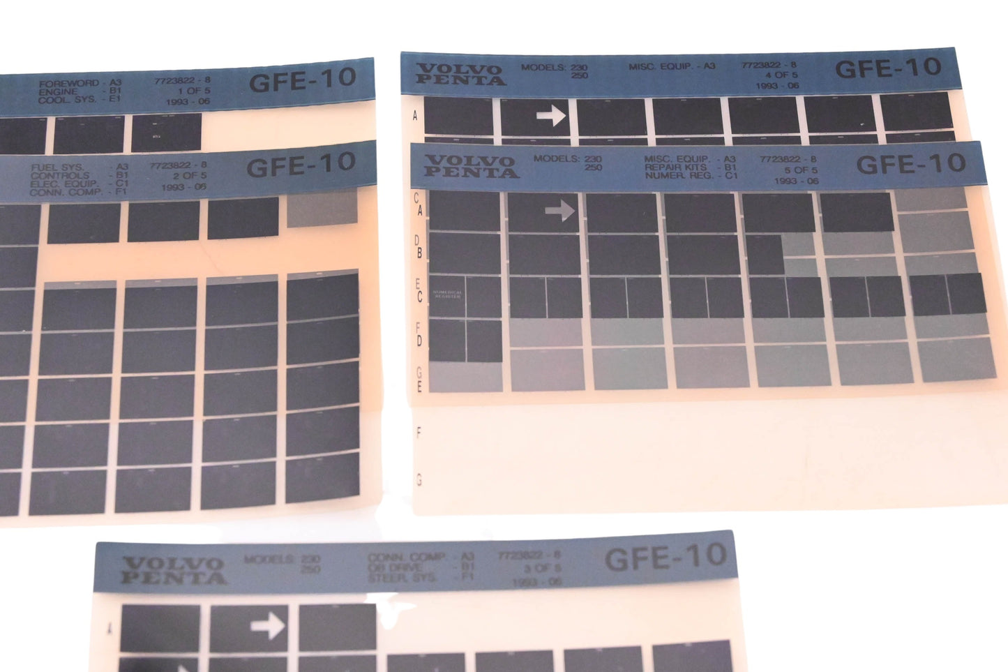 Volvo Penta 7723822-8 1993 Cooling Systems Microfiche Lot of 5 NOS