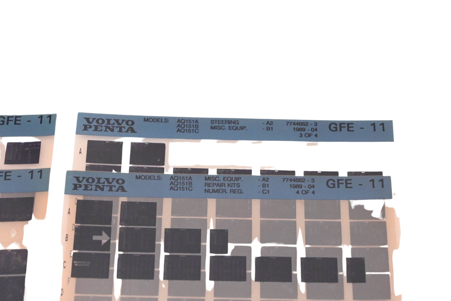Volvo Penta 7744662-3 1989 Parts Catalog Microfiche Lot of 4 NOS