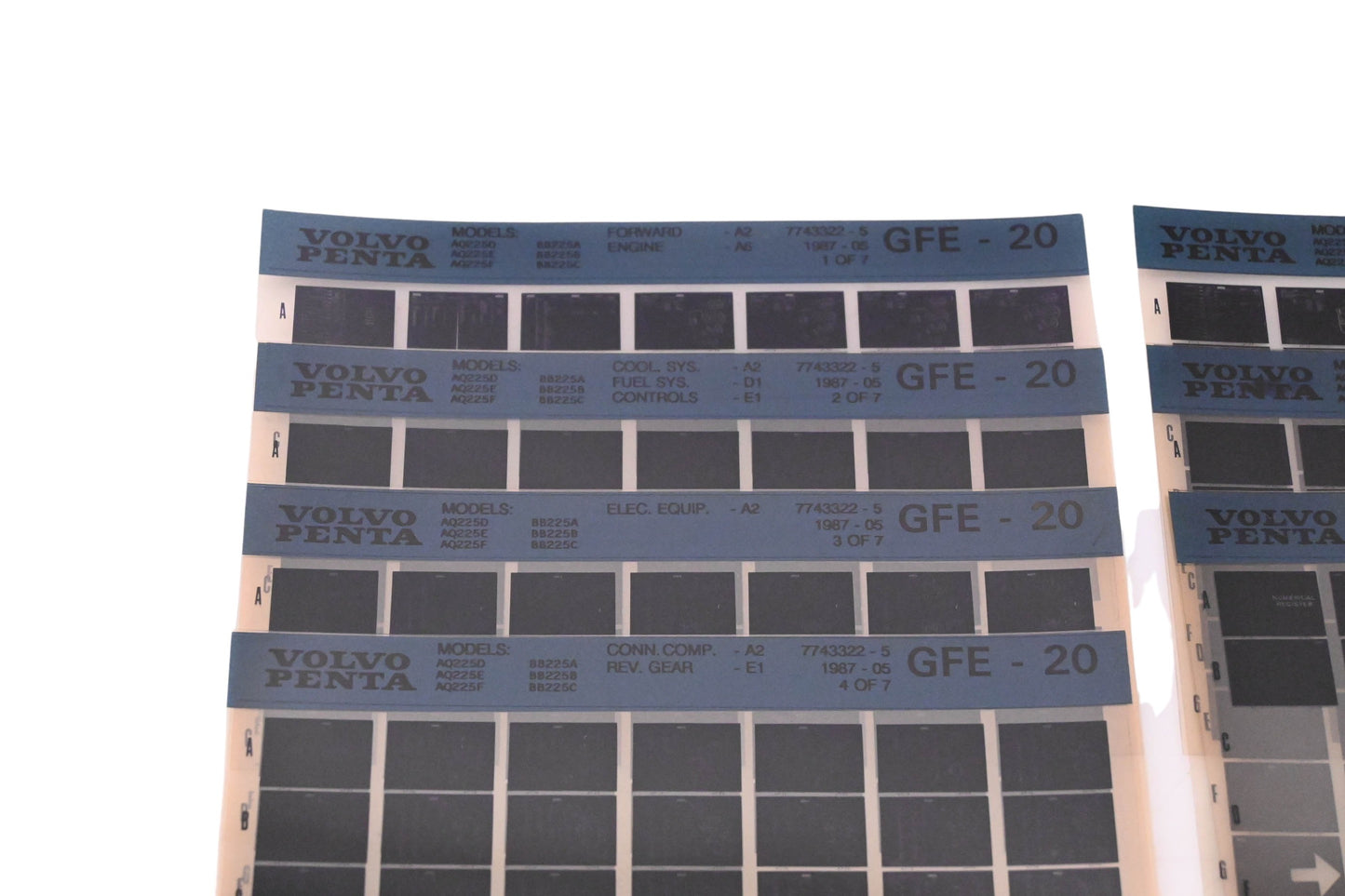 Volvo Penta 7743322-5 1987 Parts Catalog Microfiche Lot of 7 NOS