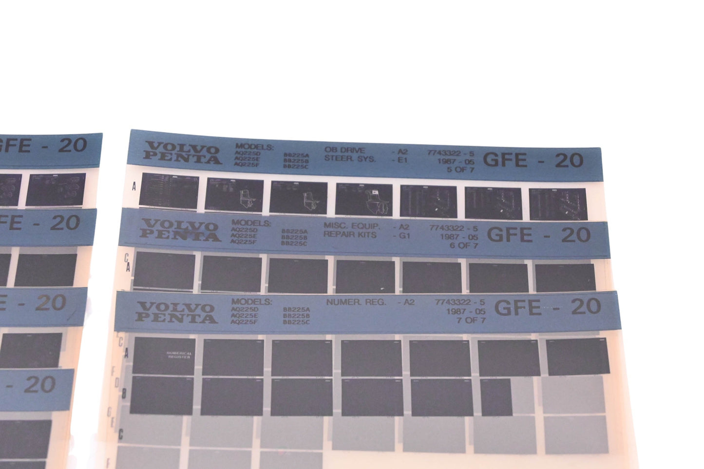Volvo Penta 7743322-5 1987 Parts Catalog Microfiche Lot of 7 NOS