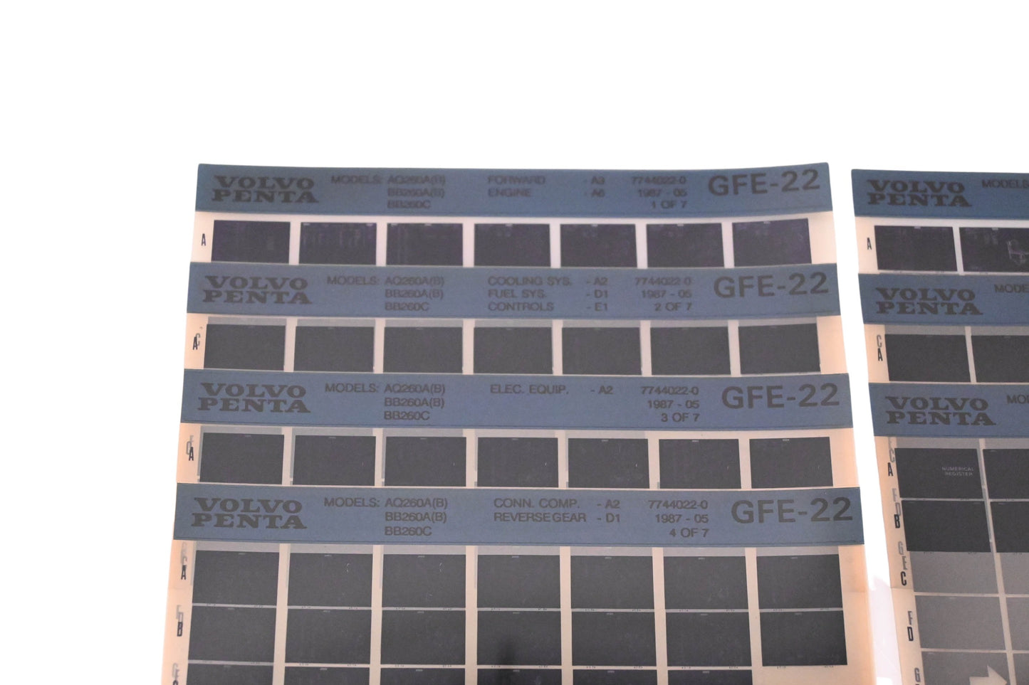 Volvo Penta 7744022-0 1987 Parts Catalog Microfiche Lot of 7 NOS