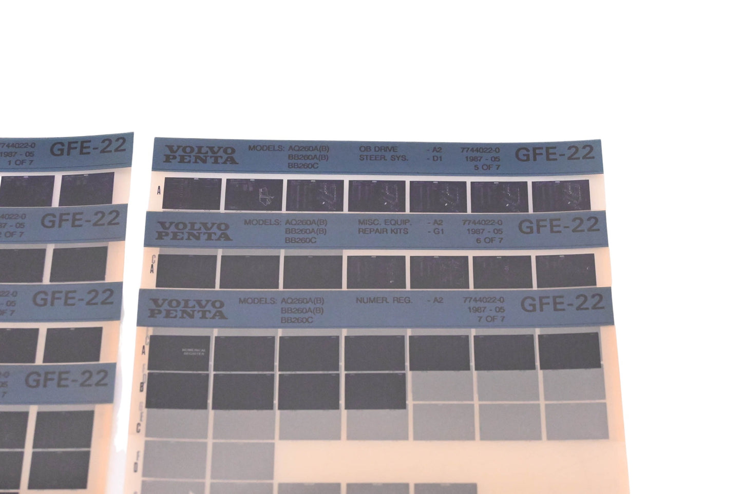 Volvo Penta 7744022-0 1987 Parts Catalog Microfiche Lot of 7 NOS