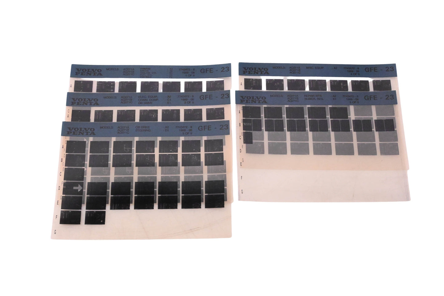 Volvo Penta 7743472-8 1989 Parts of Catalog Microfiche Lot of 5 NOS
