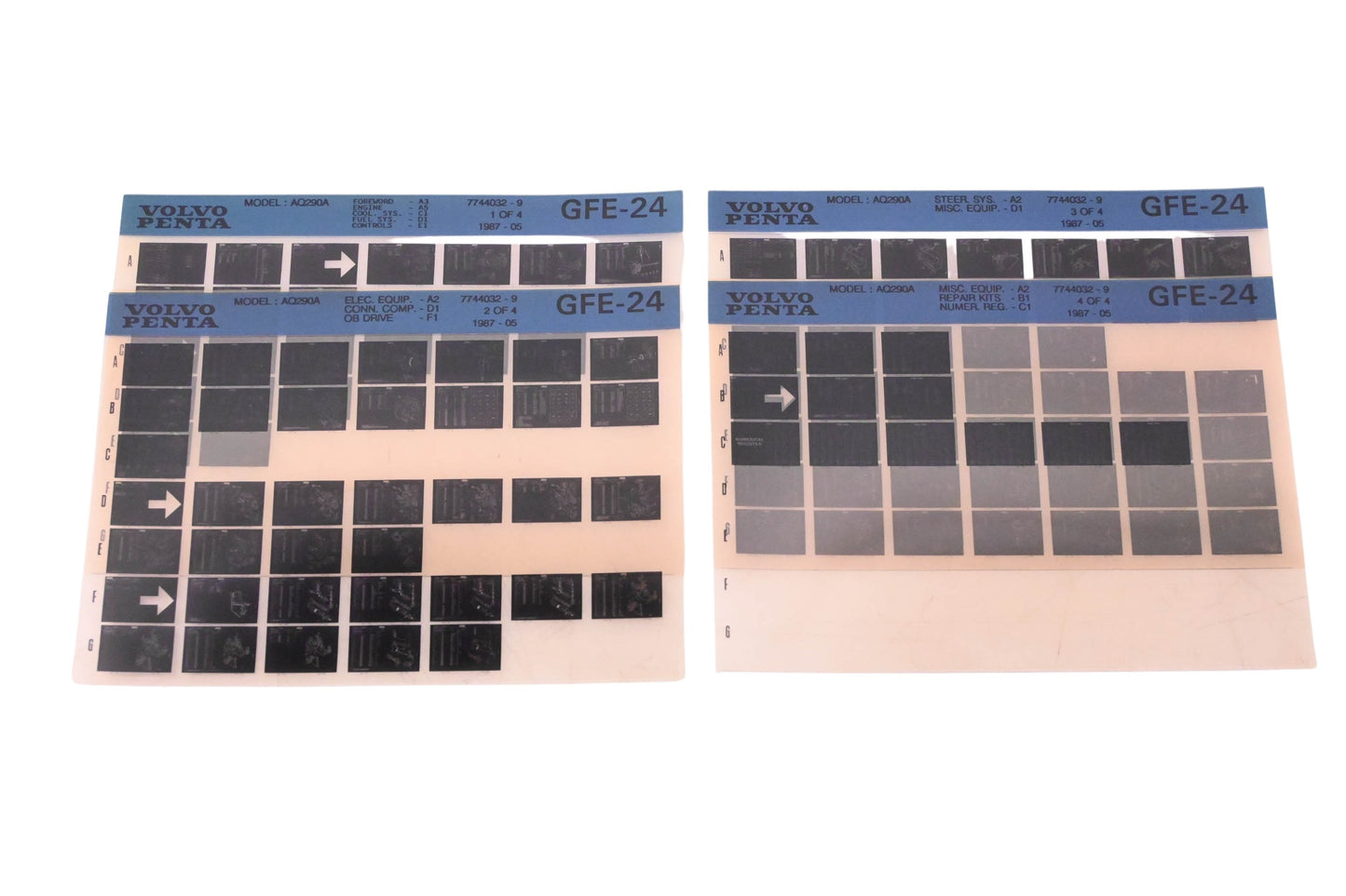 Volvo Penta 7744032-9 1987 Parts Catalog Microfiche Lot of 4 NOS