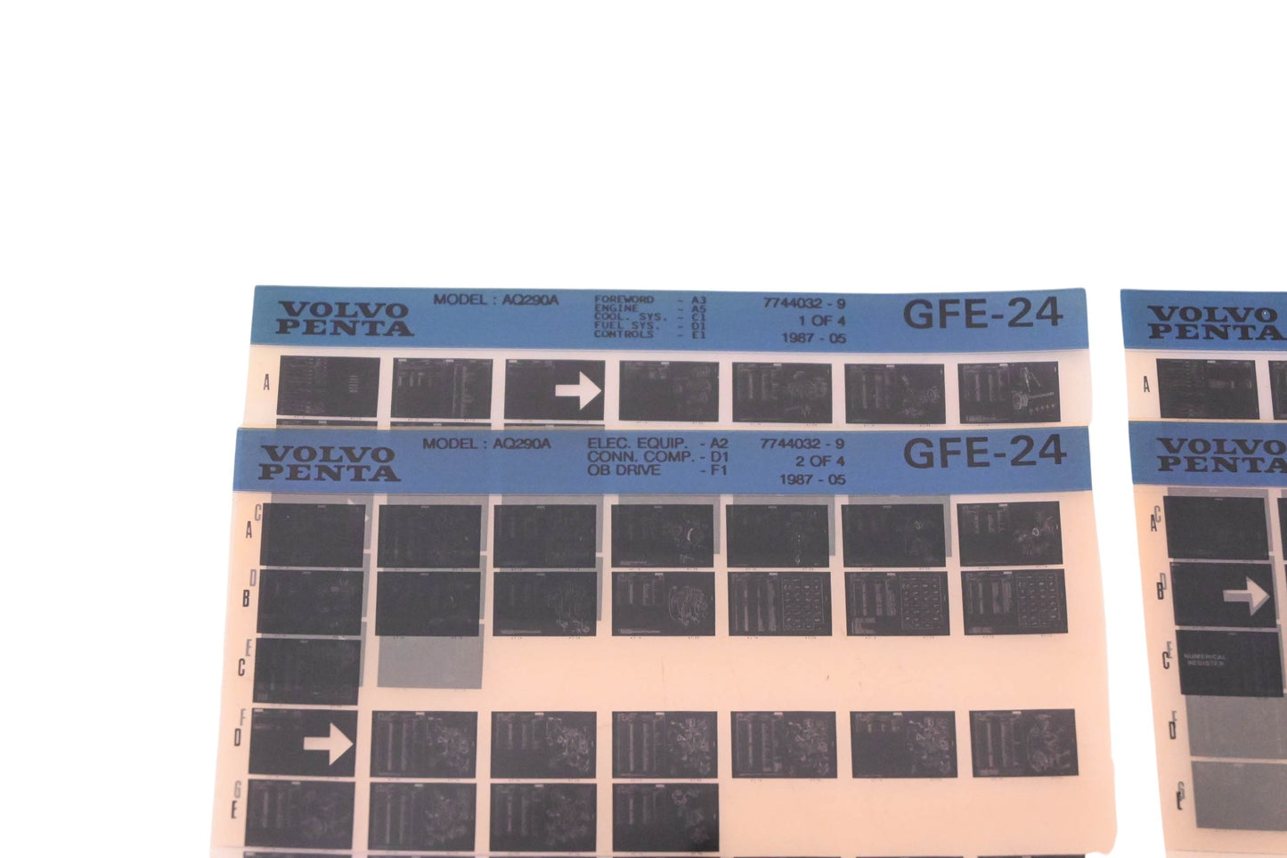 Volvo Penta 7744032-9 1987 Parts Catalog Microfiche Lot of 4 NOS