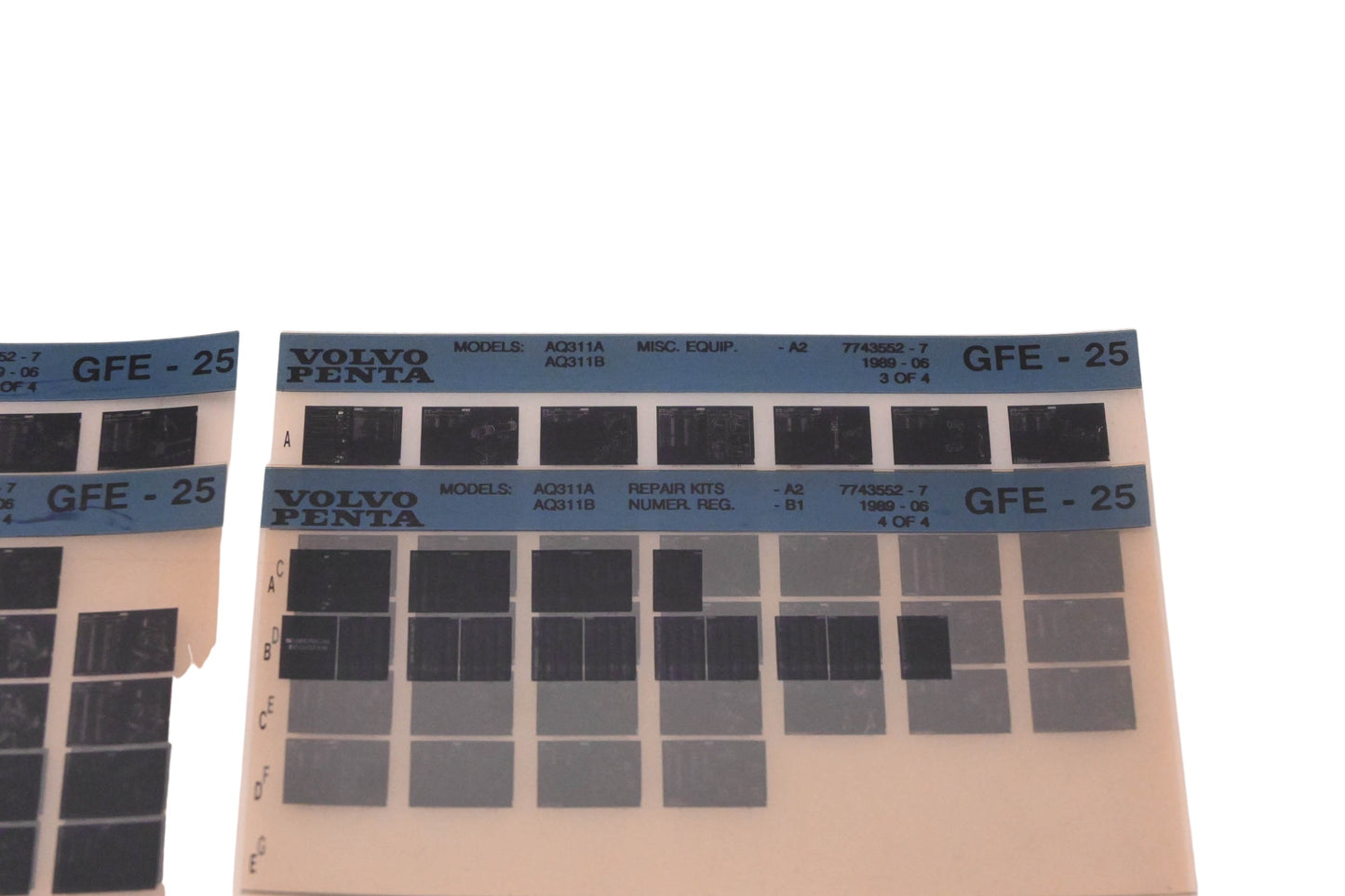 Volvo Penta 7743552-7 1989 Parts Catalog Microfiche Lot of 4 NOS