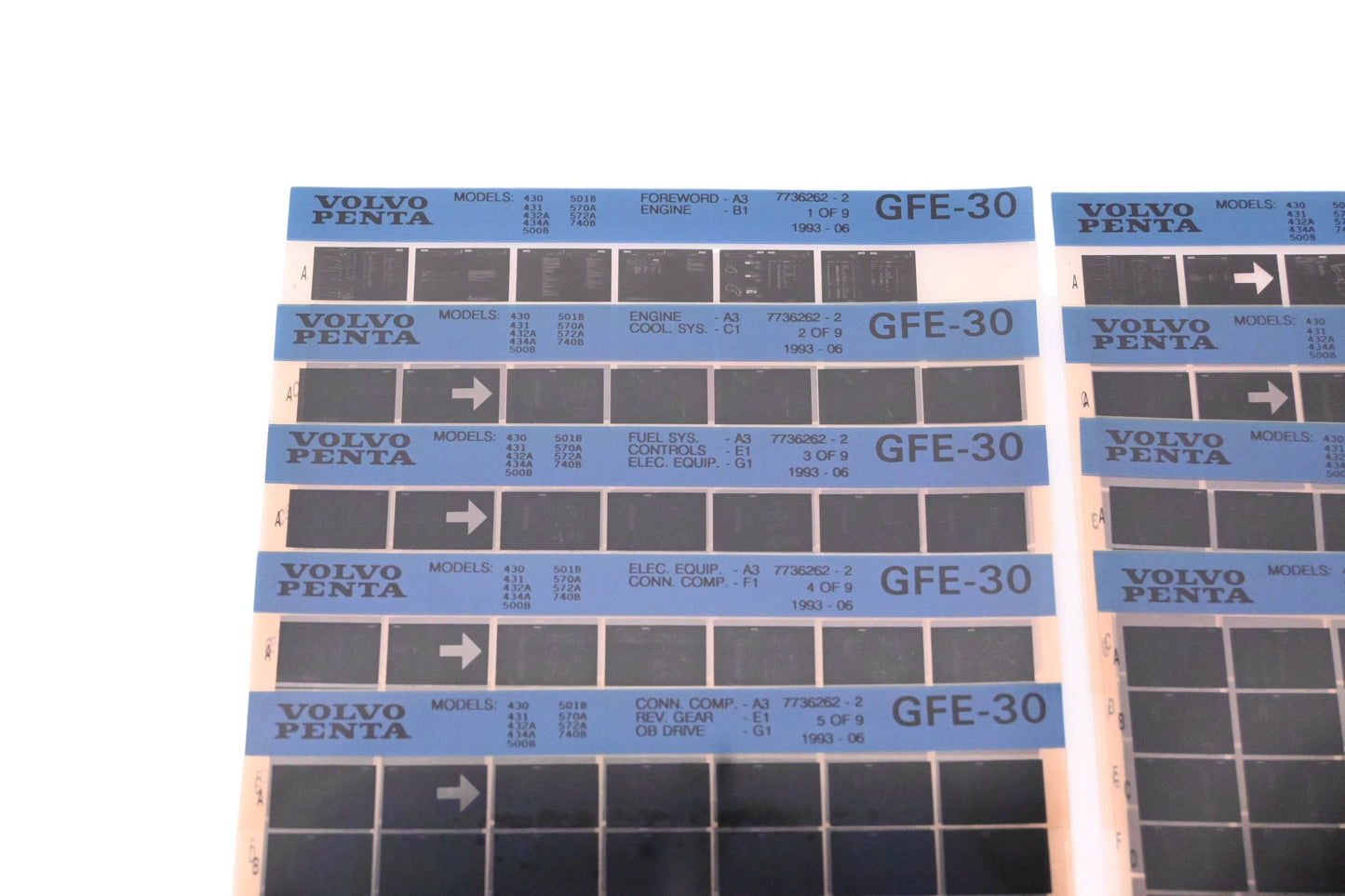 Volvo Penta 7736262-2 1993 Parts Catalog Microfiche Lot of 9 NOS