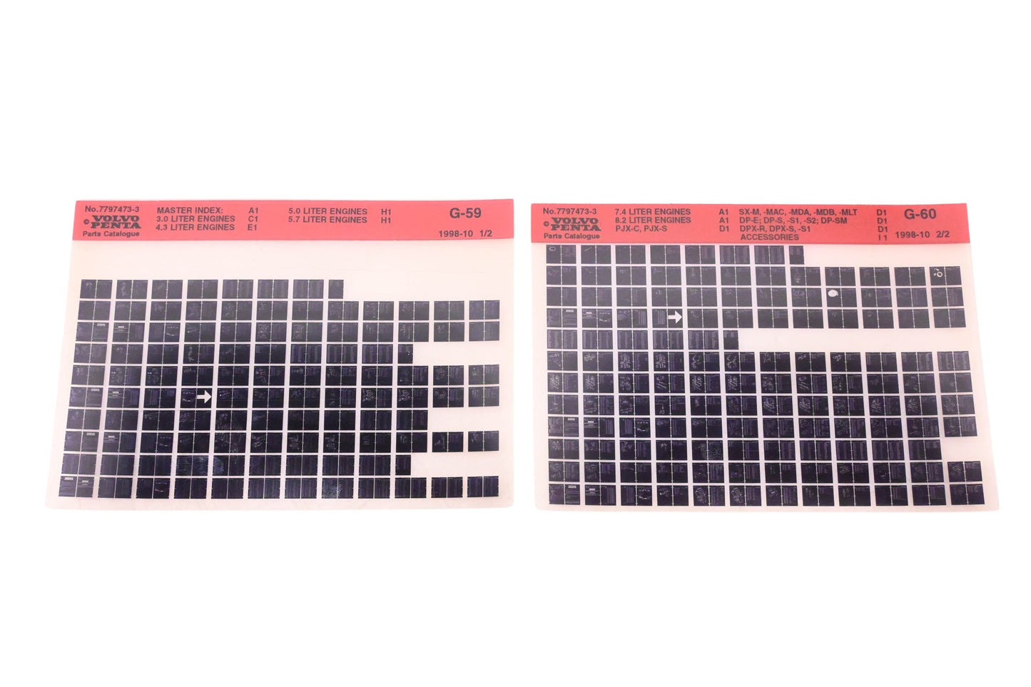 Volvo Penta 7797473-3 1998 Parts Catalog Microfiche Lot of 2 NOS