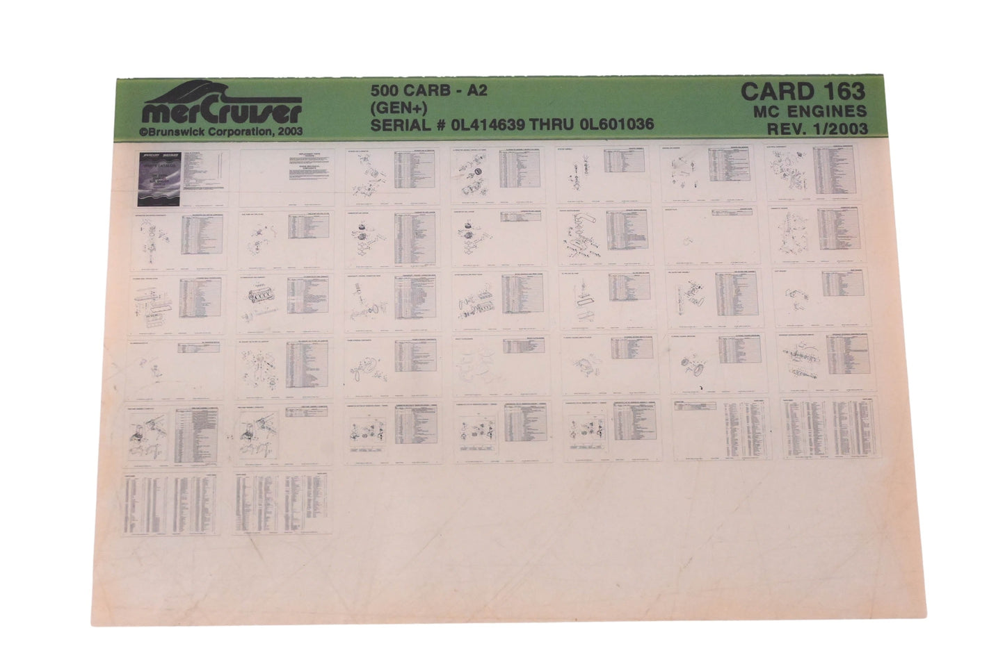 Mercruiser DP024-46 2003 500 Carb Parts Catalog Microfiche
