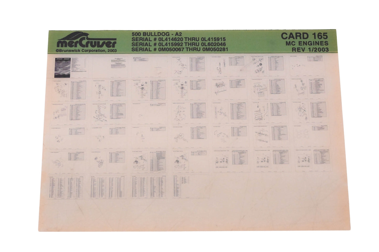 Mercruiser DP024-48 2003 500 Bulldog Parts Catalog Microfiche