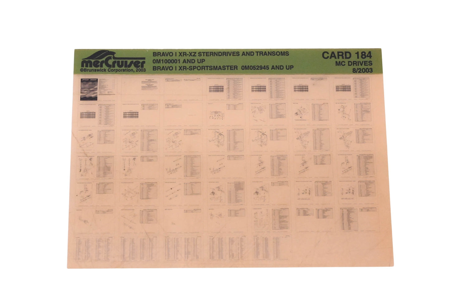 Mercruiser DP024-58 2003 Bravo I XR-XZ Parts Catalog Microfiche