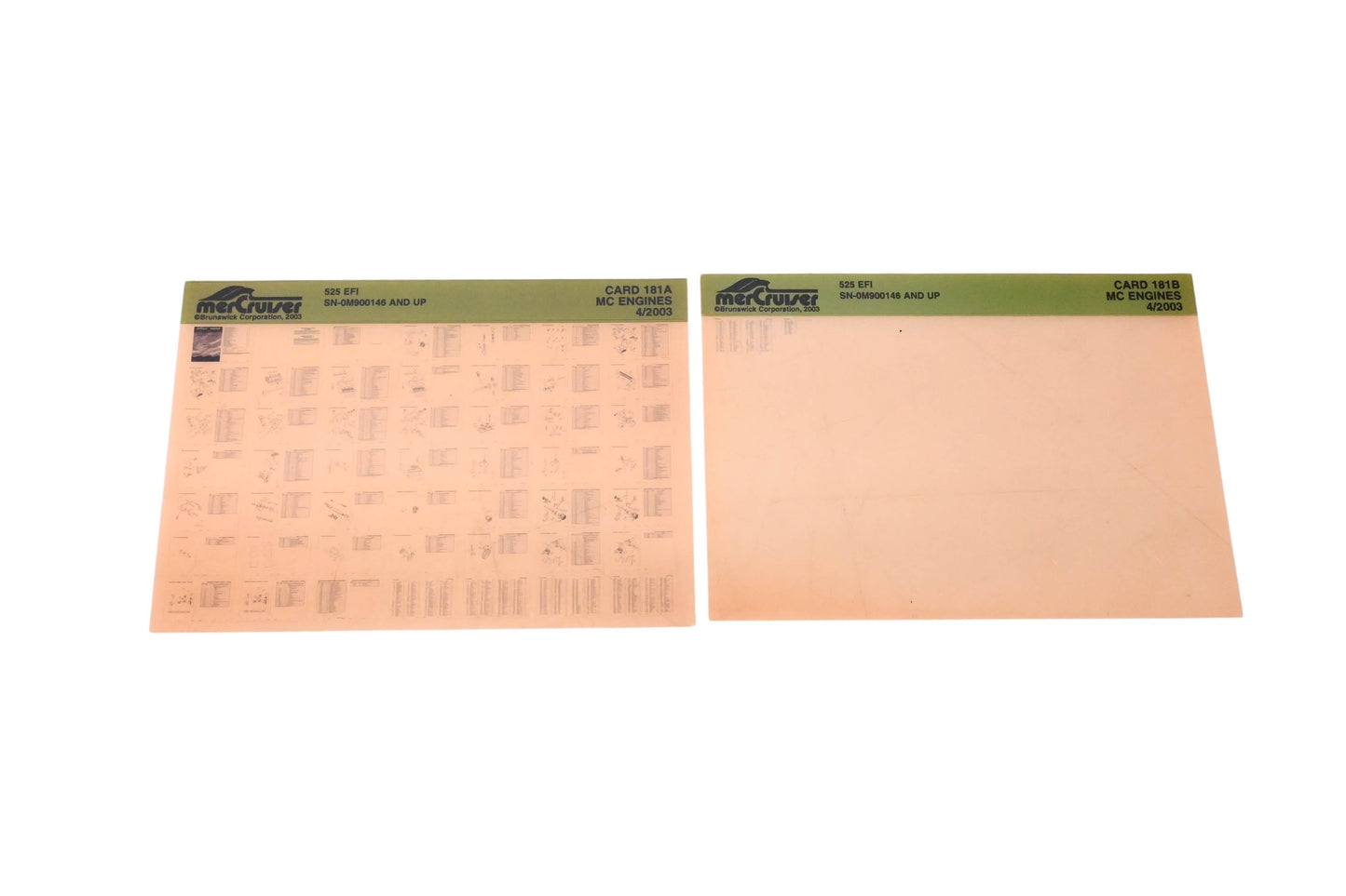 Mercruiser DP031-52 2003 525 EFI Parts Catalog Microfiche Lot of 2