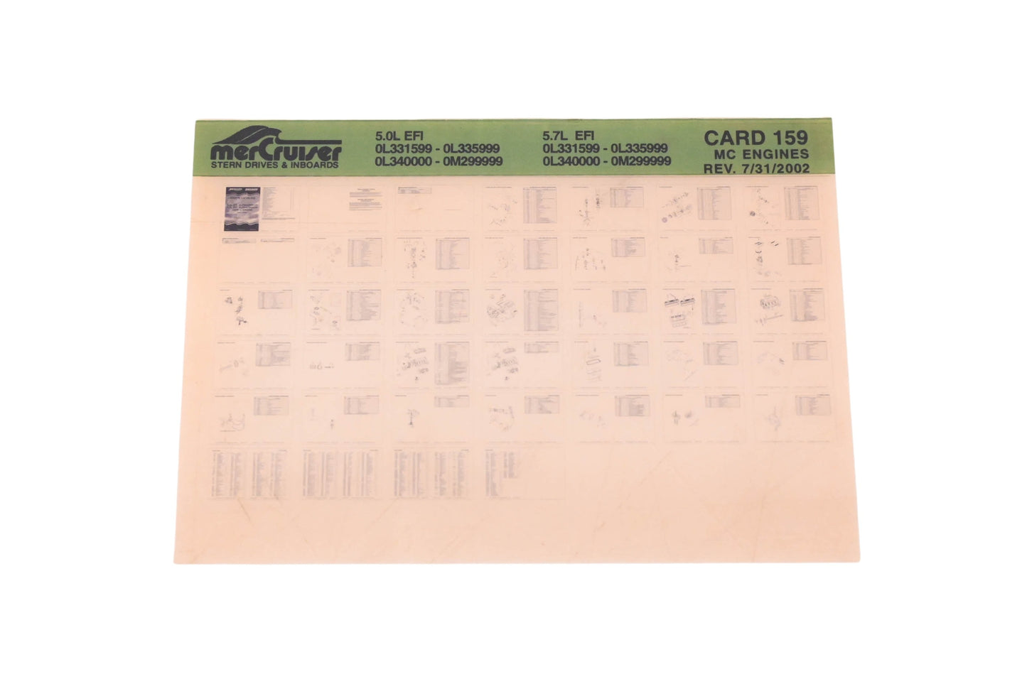 Mercruiser DP031-58 2002 5.0L EFI/ 5.7L EFI Parts Catalog Microfiche