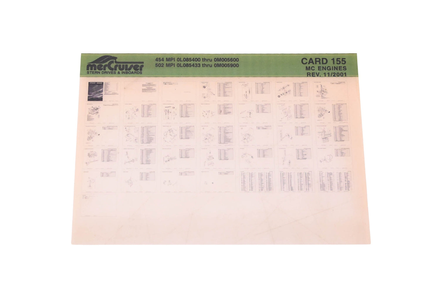 Mercruiser DP031-67 2001 454/ 502 MPI Parts Catalog Microfiche
