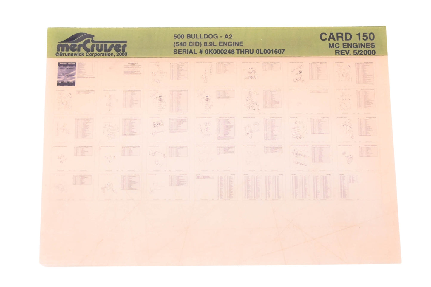 Mercruiser DP031-76 2000 500 Bulldog Parts Catalog Microfiche