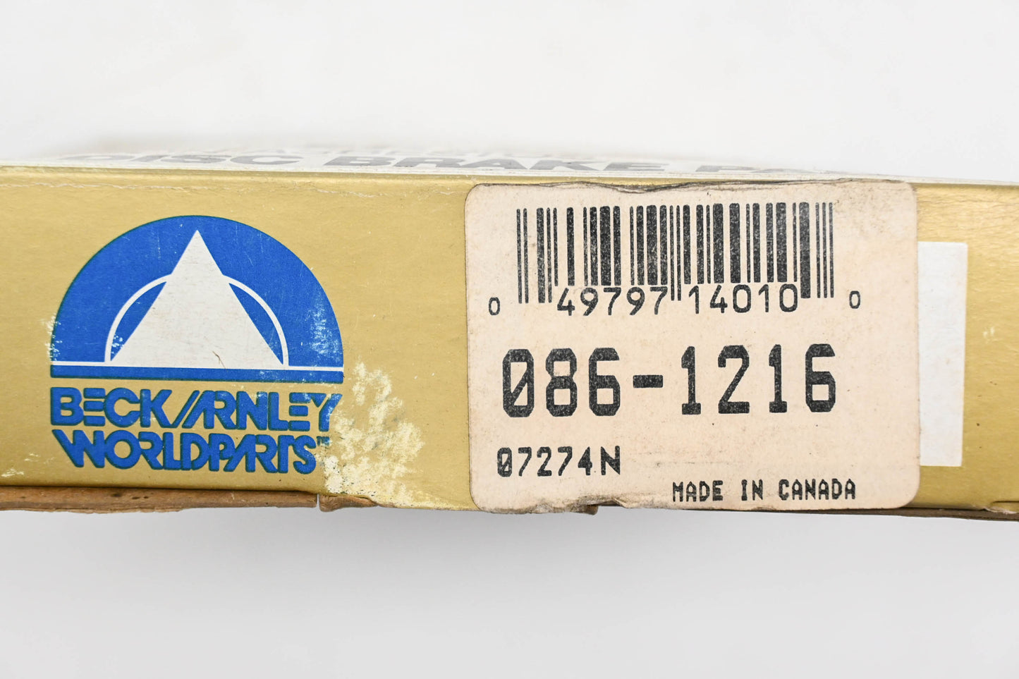 Beck/Arnley 086-1216 Super Deluxe Non-Asbestos Disc Brake Pad Kit NOS