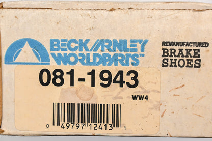 Beck/Arnley 081-1943 Remanufactured Drum Brake Shoe Kit NOS