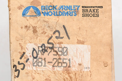 Beck/Arnley 081-2651, R77590, 35-02521 Remanufactured Drum Brake Shoe Kit NOS