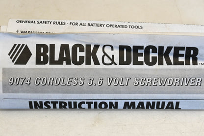 Black&Decker 9074, 387394, EZK-1 3.6v Cordless Screwdriver Kit NOS