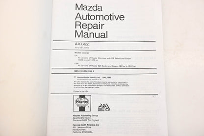 Haynes ISBN 0 85696 996 6, 648 79-82 Mazda 626 Automotive Repair Manual