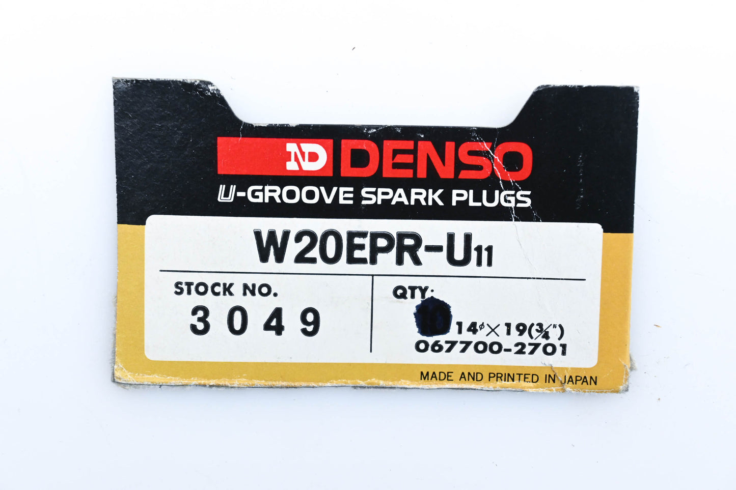 Denso W20EPR-U11, 3049, 067700-2701 U Groove Spark Plugs NOS