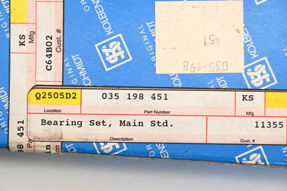 KolbenSchmidt 014-5532, 035 198 451 Main Bearing Kit NOS