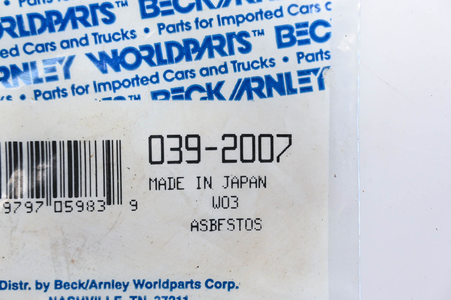 Beck/Arnley 039-2007 Fuel Pump Spacer NOS