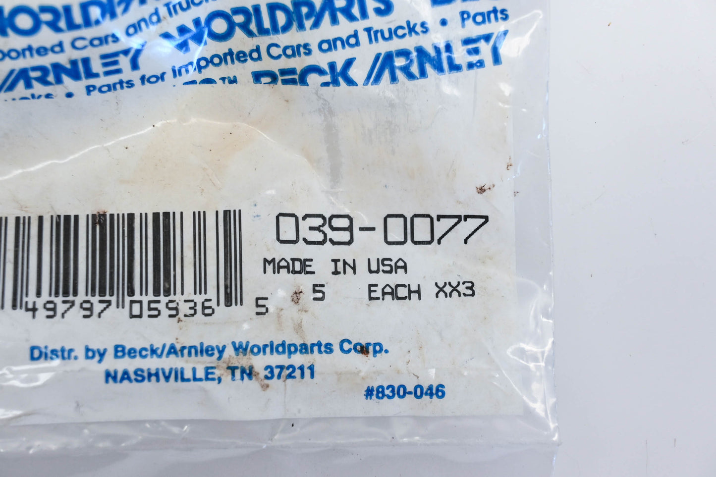 Beck/Arnley 039-0077 Thermostat Gasket NOS