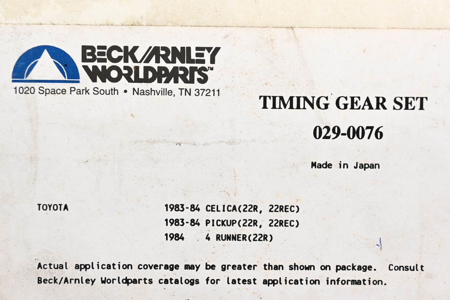Beck/Arnley 029-0076 Timing Chain Kit NOS