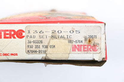 Interco 087-0704, 36-03328, M7044-D110 Disc Brake Pad Kit NOS