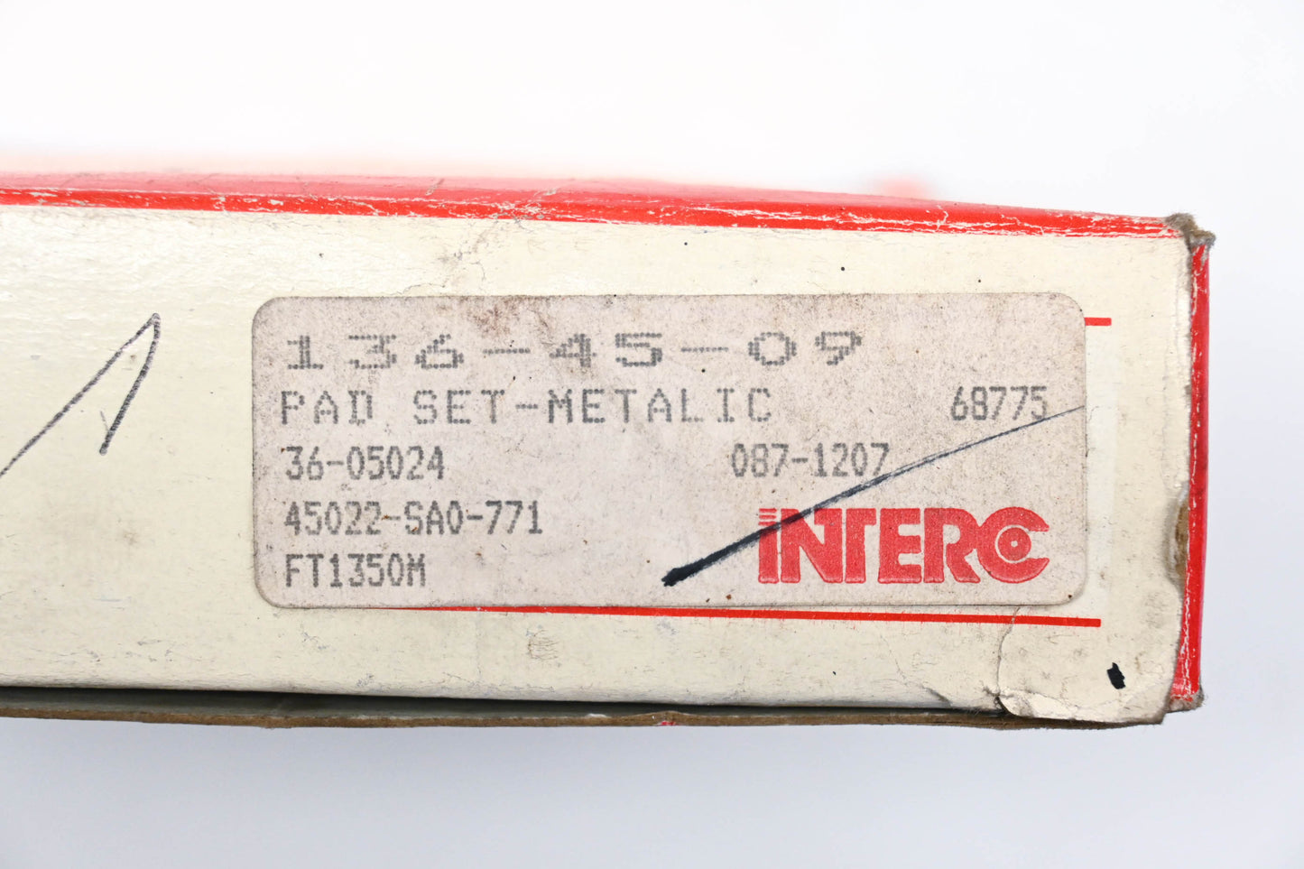 Interco 087-1207, 36-05024, 45022-SA0-771 Disc Brake Pad Kit NOS