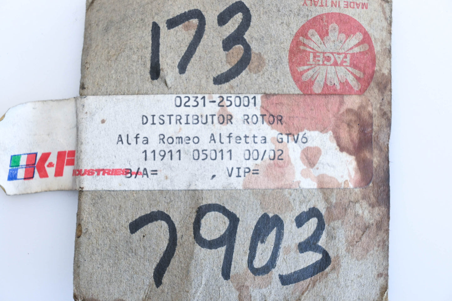 Facet 173-7903, 0231-25001 Distributor Rotor NOS