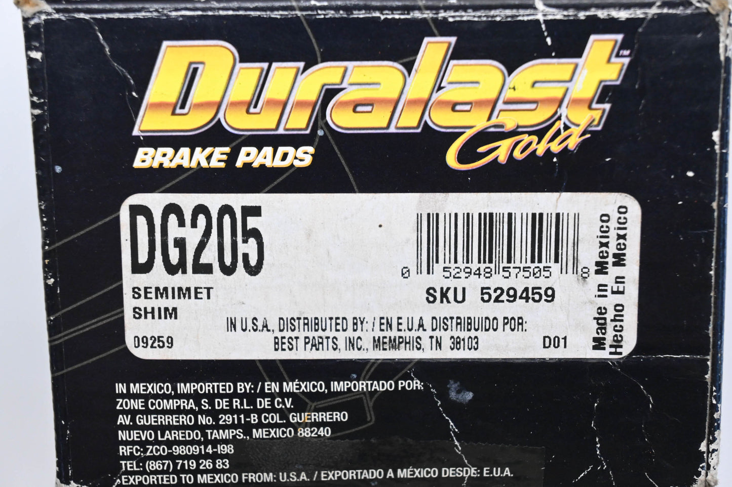 Duralast DG205, 529459 Gold Disc Brake Pad Kit NOS