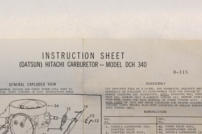 Hitatchi DCH-340, DCH 340 Datsun Carburetor Repair Kit NOS