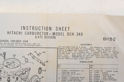 Hitatchi DCH-340, 8-119-2, 321C Carburetor Repair Kit NOS