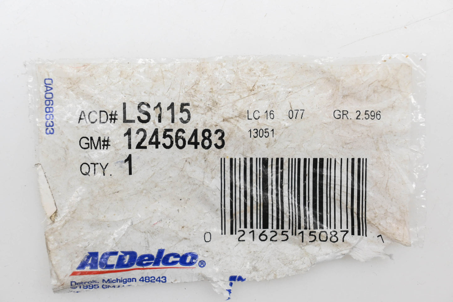 ACDelco LS115, 12456483 Turn Signal & Parking Lamp Socket NOS