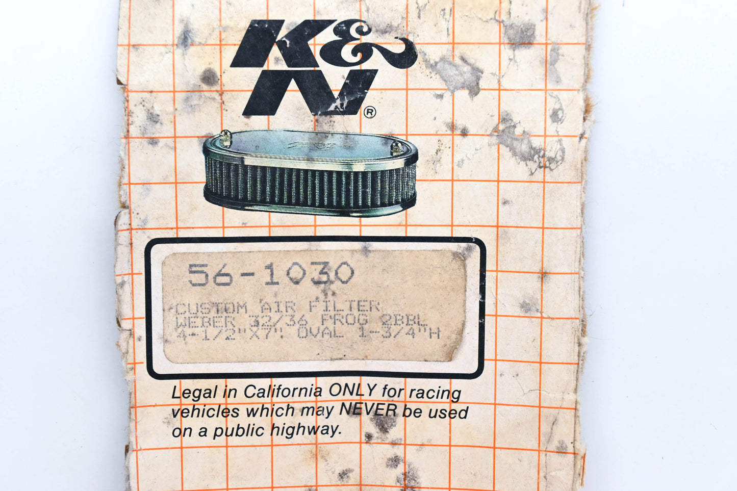 K&N 56-1030 Custom 4-1/2"x7" Air Filter NOS