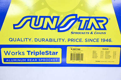 Sunstar 5-357750, 3577-50, 7075-T6 Suzuki 50T Aluminum Rear Sprocket NOS
