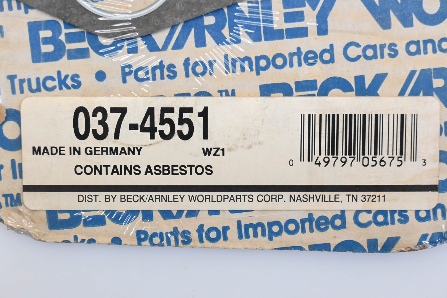 Beck/Arnley 037-4551 80-87 Peugeot 505 2.0L-2.2L L4 Exhaust Manifold Gasket NOS