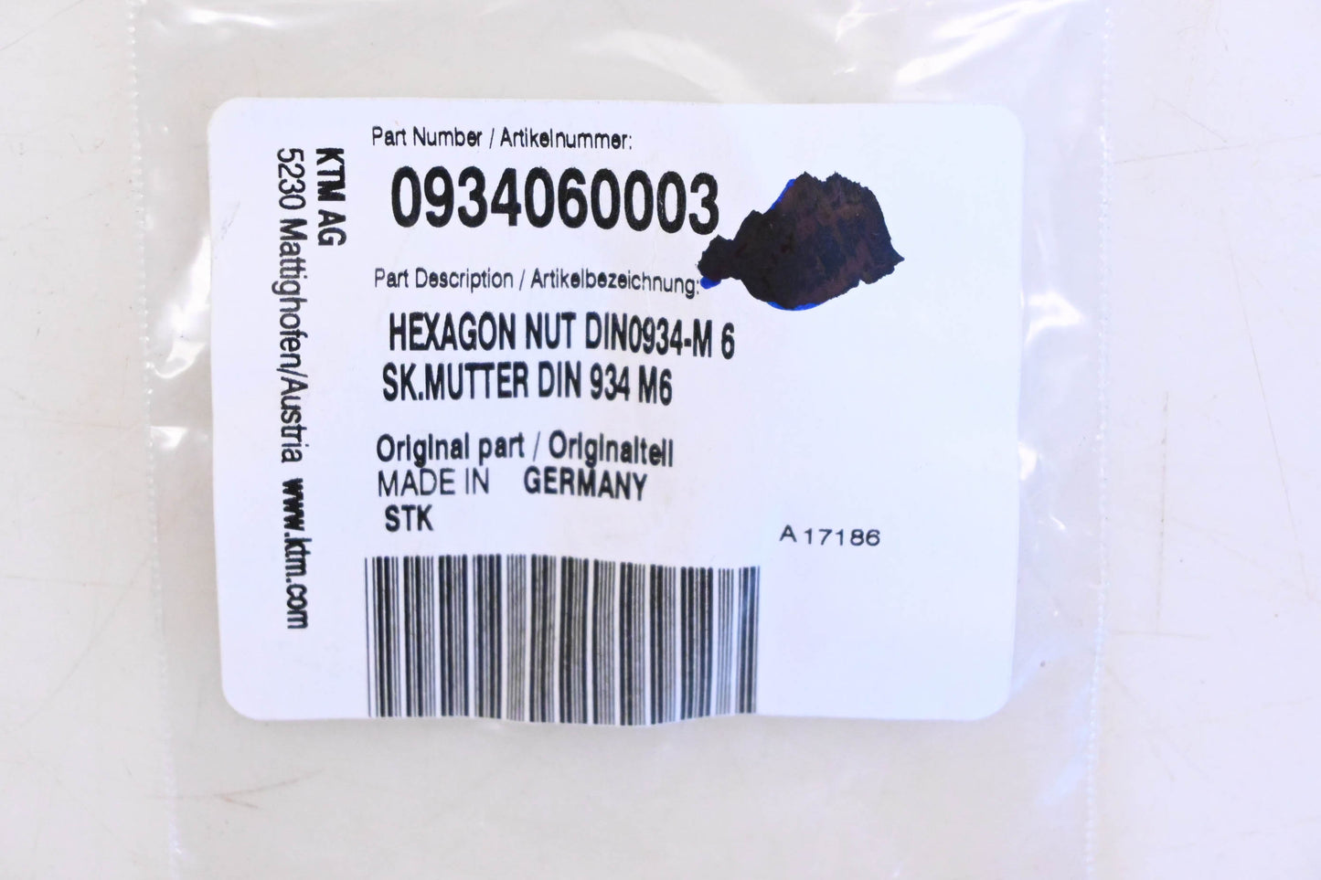New OEM KTM 0934060003 Hex Nuts Qty 9 NOS