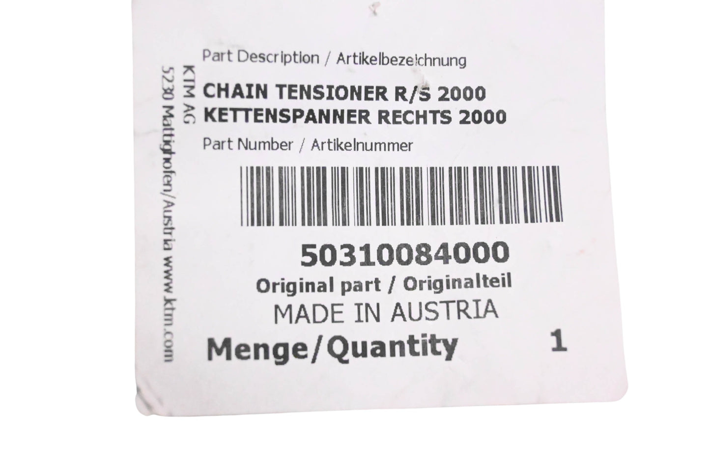 New OEM KTM 50310084000 Chain Tensioner Adjuster Block NOS