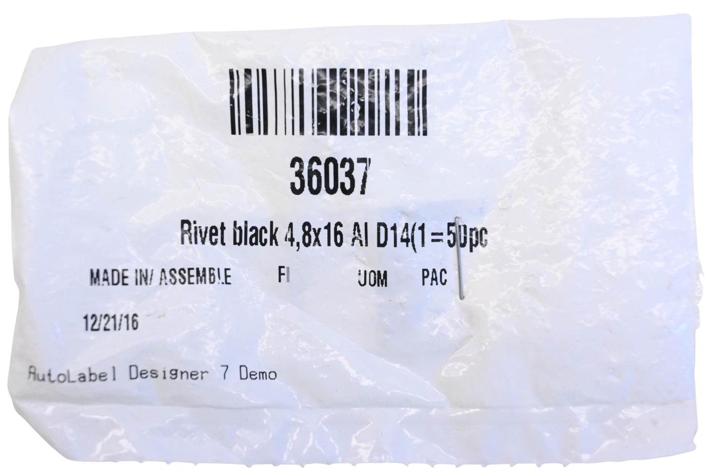 Aftermarket 36037 Black Rivets Qty 2 NOS