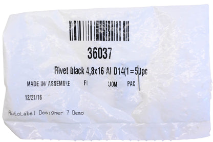 Aftermarket 36037 Black Rivets Qty 2 NOS