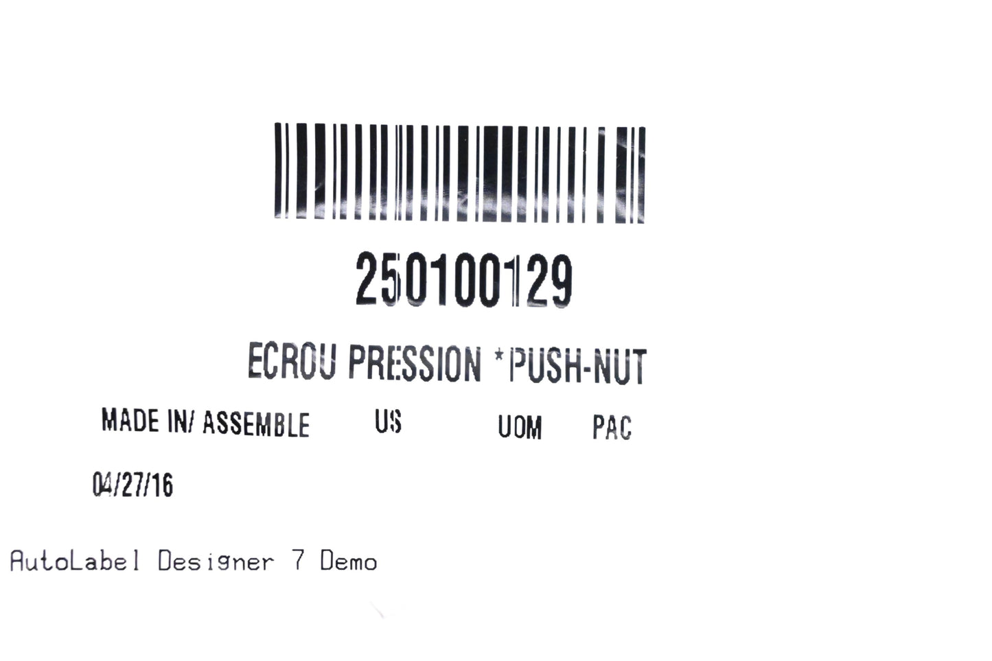 Aftermarket 250100129 Push Nut NOS