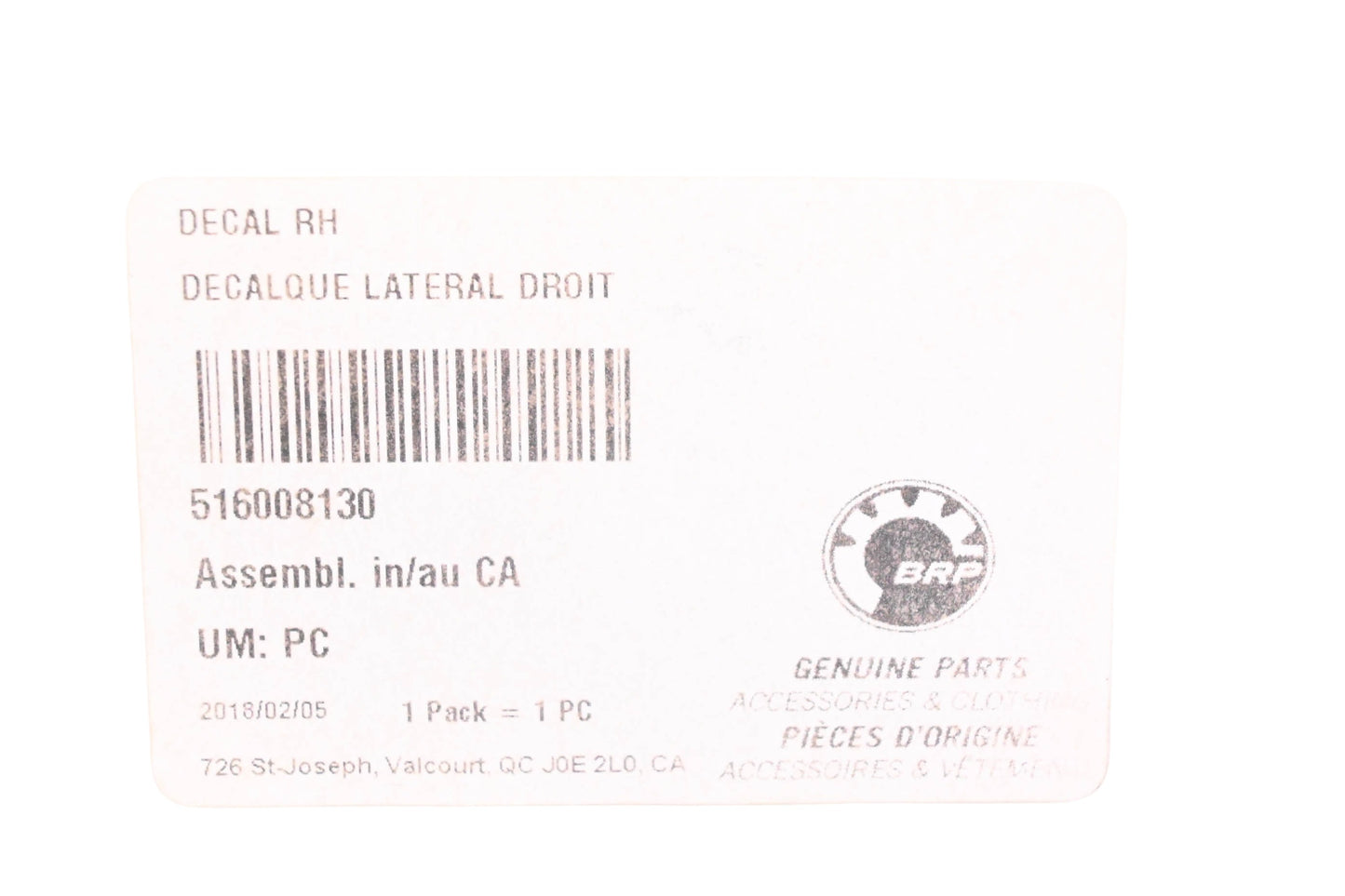 Aftermarket 516008130 Right Hand Decal NOS