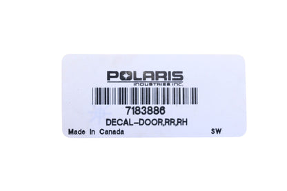 New OEM Polaris 7183886 Rear Right Hand Side Door Decal NOS