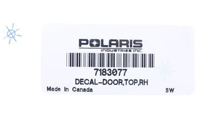 New OEM Polaris 7183077 Top Right Hand Door Decal NOS