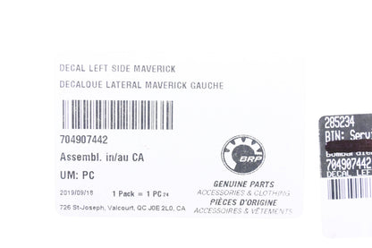 Aftermarket 704907442 Left Side Maverick Decal NOS